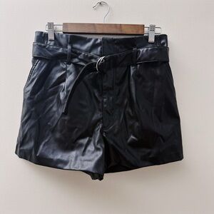 H&M Divided Black Leather Shorts